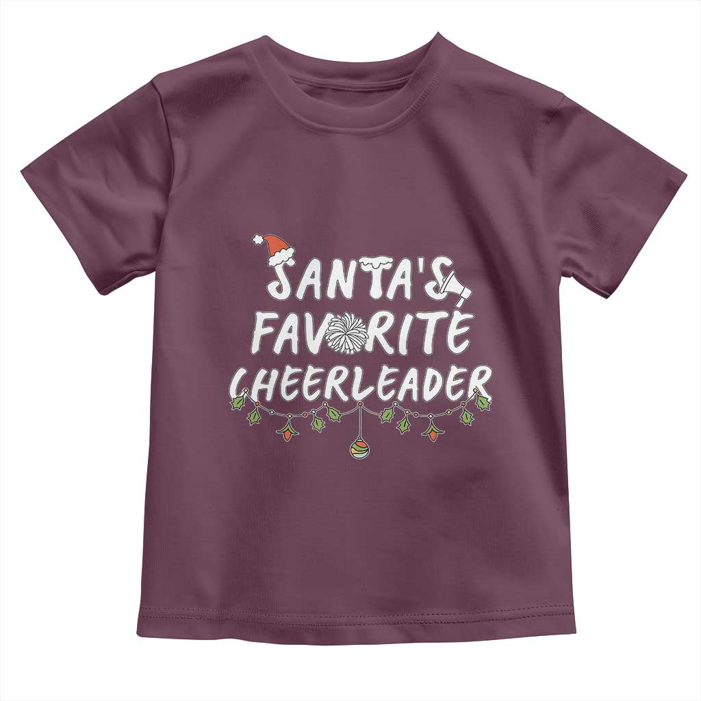 Santa Favorite Cheerleader Toddler T Shirt Christmas Cheerleading Gift TS12 Maroon Print Your Wear
