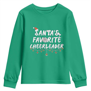 Santa Favorite Cheerleader Youth Sweatshirt Christmas Cheerleading Gift TS12 Irish Green Print Your Wear