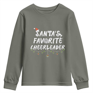 Santa Favorite Cheerleader Youth Sweatshirt Christmas Cheerleading Gift TS12 Military Green Print Your Wear
