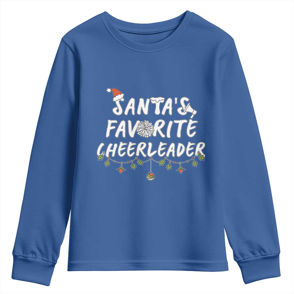 Santa Favorite Cheerleader Youth Sweatshirt Christmas Cheerleading Gift TS12 Royal Blue Print Your Wear