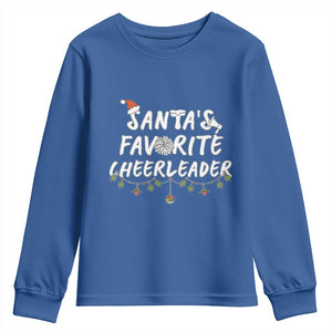 Santa Favorite Cheerleader Youth Sweatshirt Christmas Cheerleading Gift TS12 Royal Blue Print Your Wear