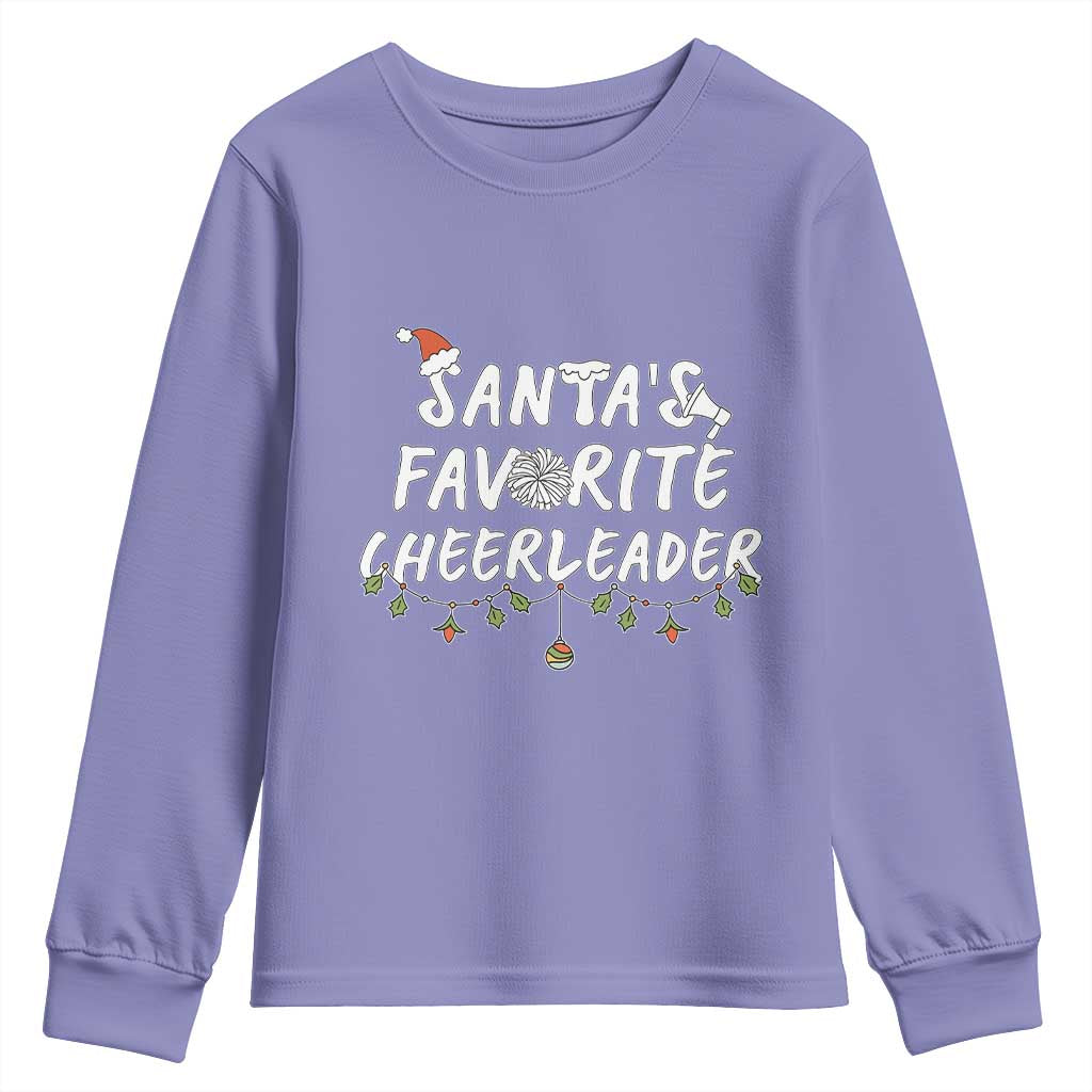 Santa Favorite Cheerleader Youth Sweatshirt Christmas Cheerleading Gift TS12 Violet Print Your Wear
