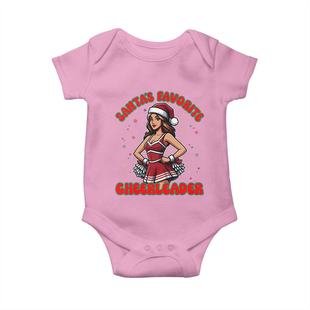 Santa Favorite Cheerleader Baby Onesie Funny Christmas Cheer Gift TS12 Light Pink Print Your Wear