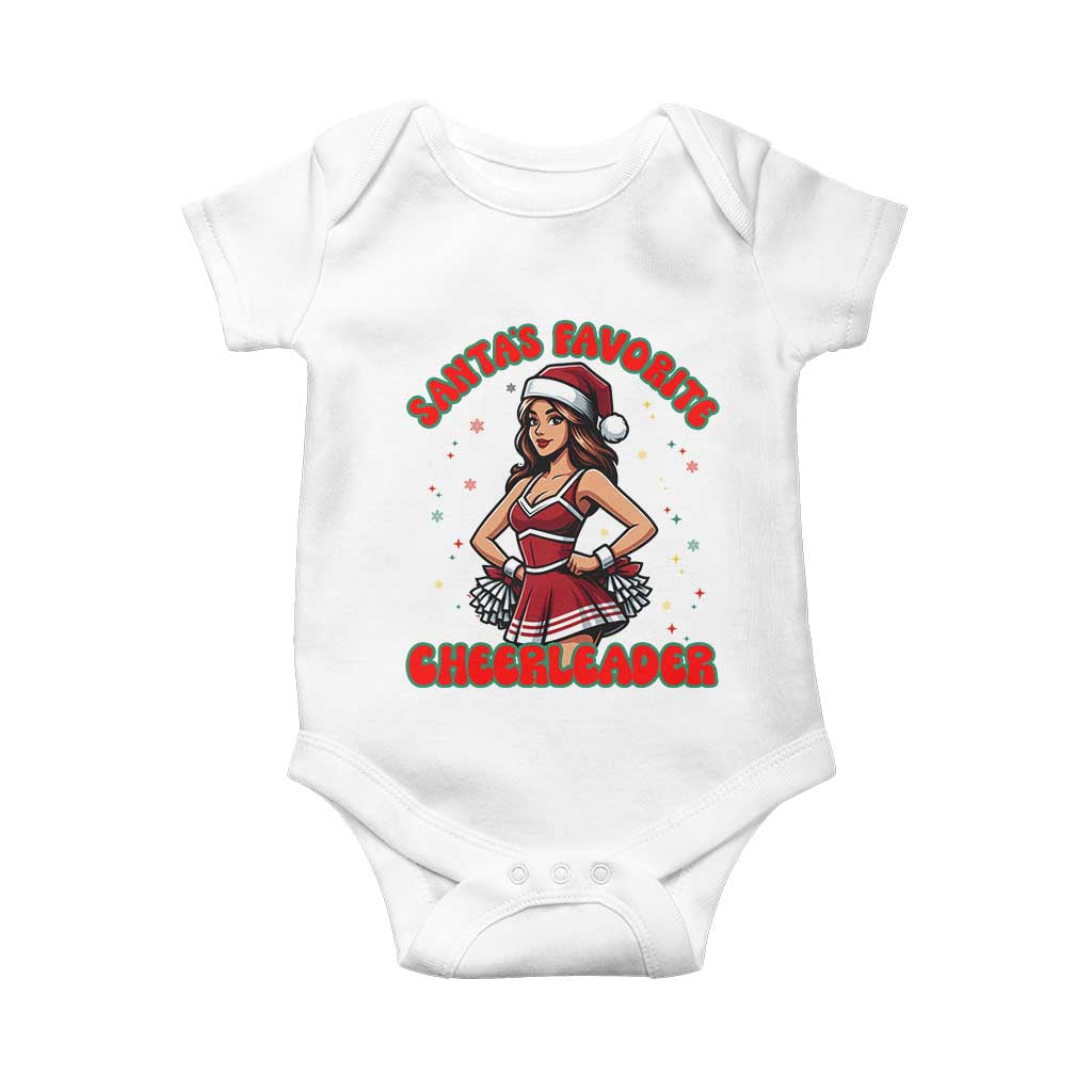 Santa Favorite Cheerleader Baby Onesie Funny Christmas Cheer Gift TS12 White Print Your Wear