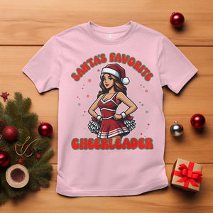 Santa Favorite Cheerleader T Shirt Funny Christmas Cheer Gift TS12 Light Pink Print Your Wear