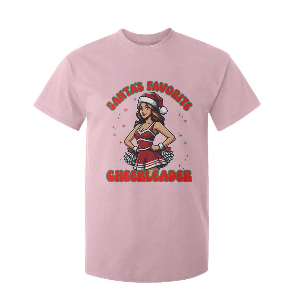 Santa Favorite Cheerleader T Shirt For Kid Funny Christmas Cheer Gift TS12 Light Pink Print Your Wear