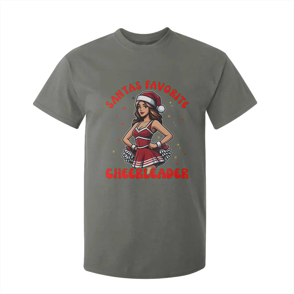 Santa Favorite Cheerleader T Shirt For Kid Funny Christmas Cheer Gift TS12 Military Green Print Your Wear