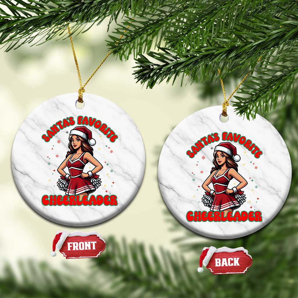 Santa Favorite Cheerleader Ceramic Ornament Funny Xmas Cheer Gift TS12 1pc White Marble Print Your Wear