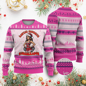 Santa Favorite Cheerleader Ugly Christmas Sweater Funny Xmas Cheer Gift TS12 Hot Pink Print Your Wear