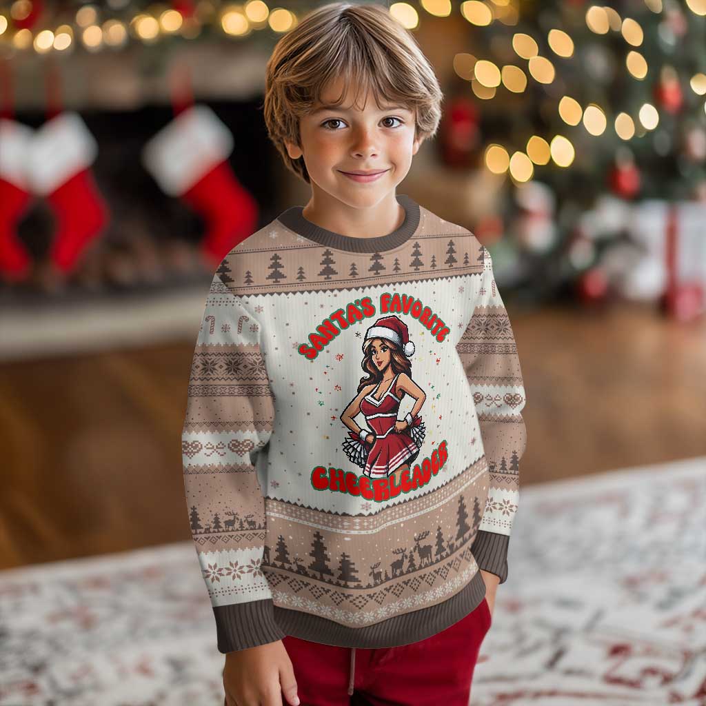 Santa Favorite Cheerleader Ugly Christmas Sweater Funny Xmas Cheer Gift TS12 Mocha Mousse Print Your Wear
