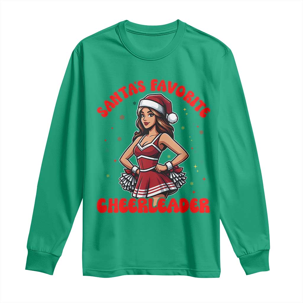 Santa Favorite Cheerleader Long Sleeve Shirt Funny Christmas Cheer Gift TS12 Irish Green Print Your Wear