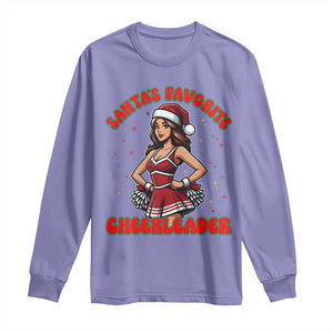 Santa Favorite Cheerleader Long Sleeve Shirt Funny Christmas Cheer Gift TS12 Violet Print Your Wear