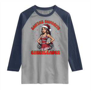 Santa Favorite Cheerleader Raglan Shirt Funny Christmas Cheer Gift TS12 Sport Gray Navy Print Your Wear