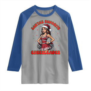 Santa Favorite Cheerleader Raglan Shirt Funny Christmas Cheer Gift TS12 Sport Gray Royal Print Your Wear