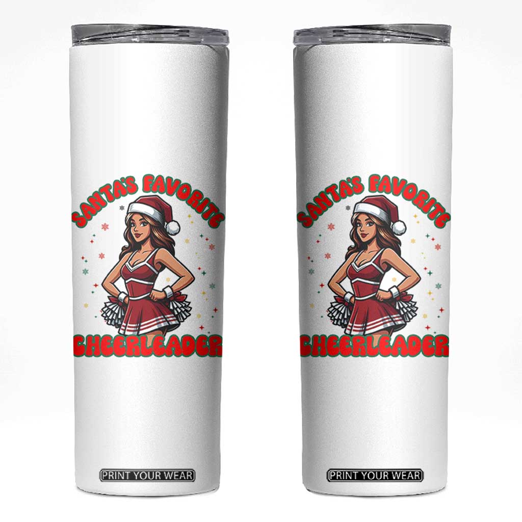 Santa Favorite Cheerleader Skinny Tumbler Funny Christmas Cheer Gift TS12 White Print Your Wear