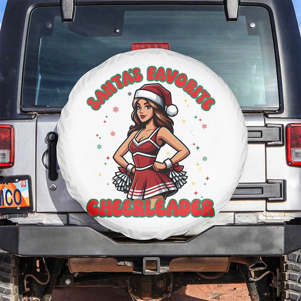 Santa Favorite Cheerleader Spare Tire Cover Funny Christmas Cheer Gift TS12 No hole White Print Your Wear