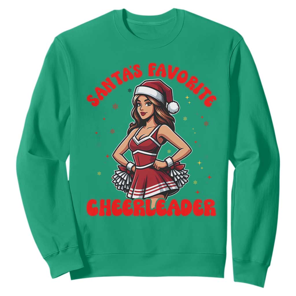 Santa Favorite Cheerleader Sweatshirt Funny Christmas Cheer Gift TS12 Irish Green Print Your Wear