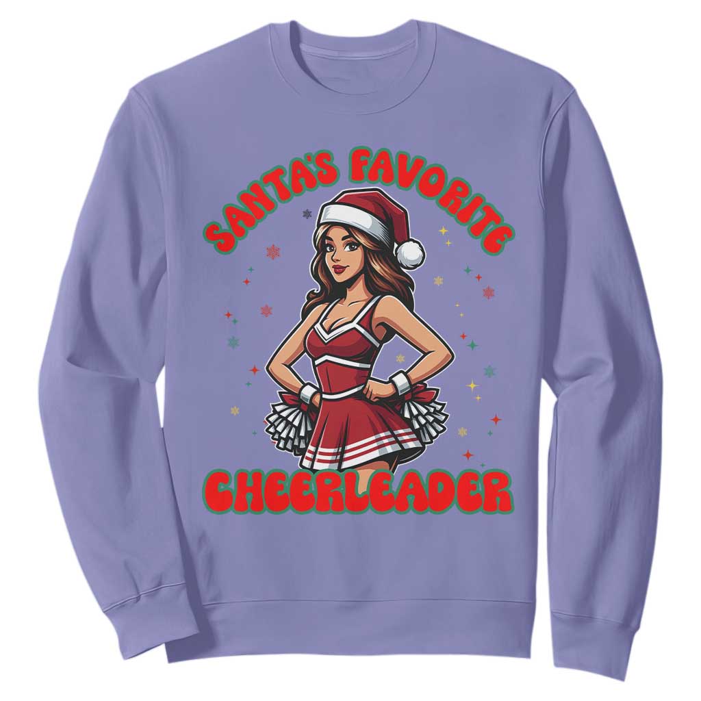 Santa Favorite Cheerleader Sweatshirt Funny Christmas Cheer Gift TS12 Violet Print Your Wear