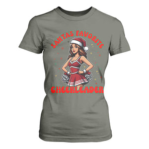 Santa Favorite Cheerleader T Shirt For Women Funny Christmas Cheer Gift TS12 Military Green Print Your Wear