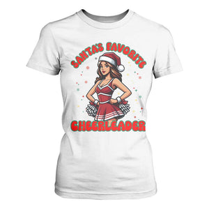 Santa Favorite Cheerleader T Shirt For Women Funny Christmas Cheer Gift TS12 White Print Your Wear