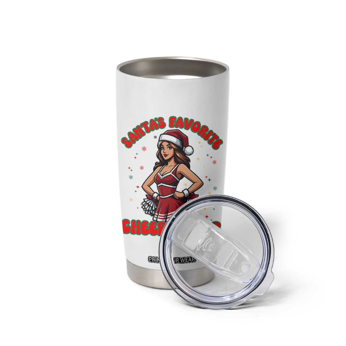 Santa Favorite Cheerleader Tumbler Cup Funny Christmas Cheer Gift TS12 Print Your Wear