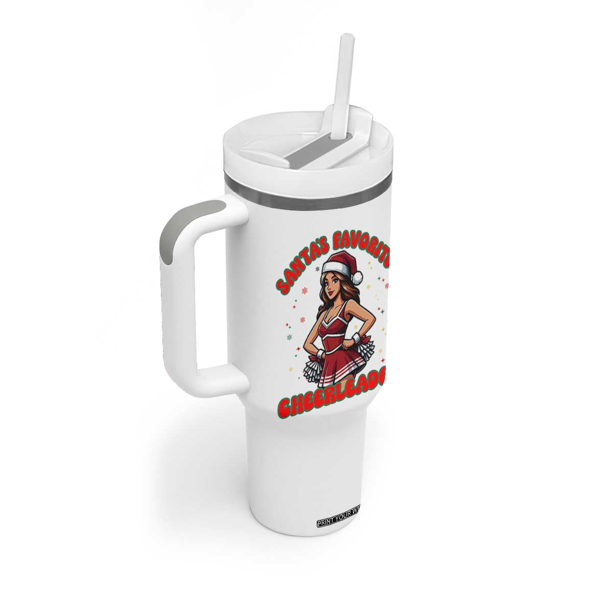 Santa Favorite Cheerleader Tumbler With Handle Funny Christmas Cheer Gift TS12 Print Your Wear