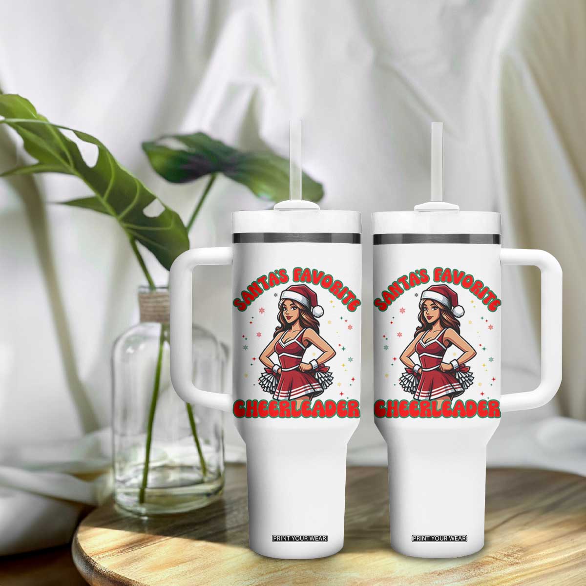 Santa Favorite Cheerleader Tumbler With Handle Funny Christmas Cheer Gift TS12 Print Your Wear