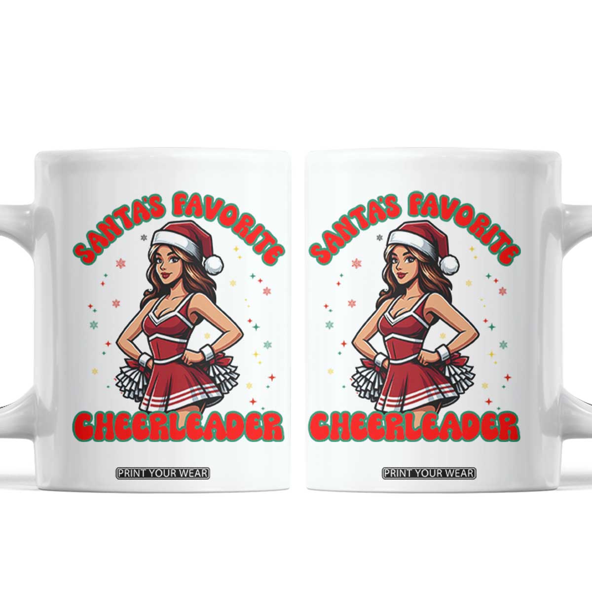 Santa Favorite Cheerleader Coffee Mug Funny Christmas Cheer Gift TS12 White Print Your Wear
