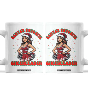 Santa Favorite Cheerleader Coffee Mug Funny Christmas Cheer Gift TS12 White Print Your Wear