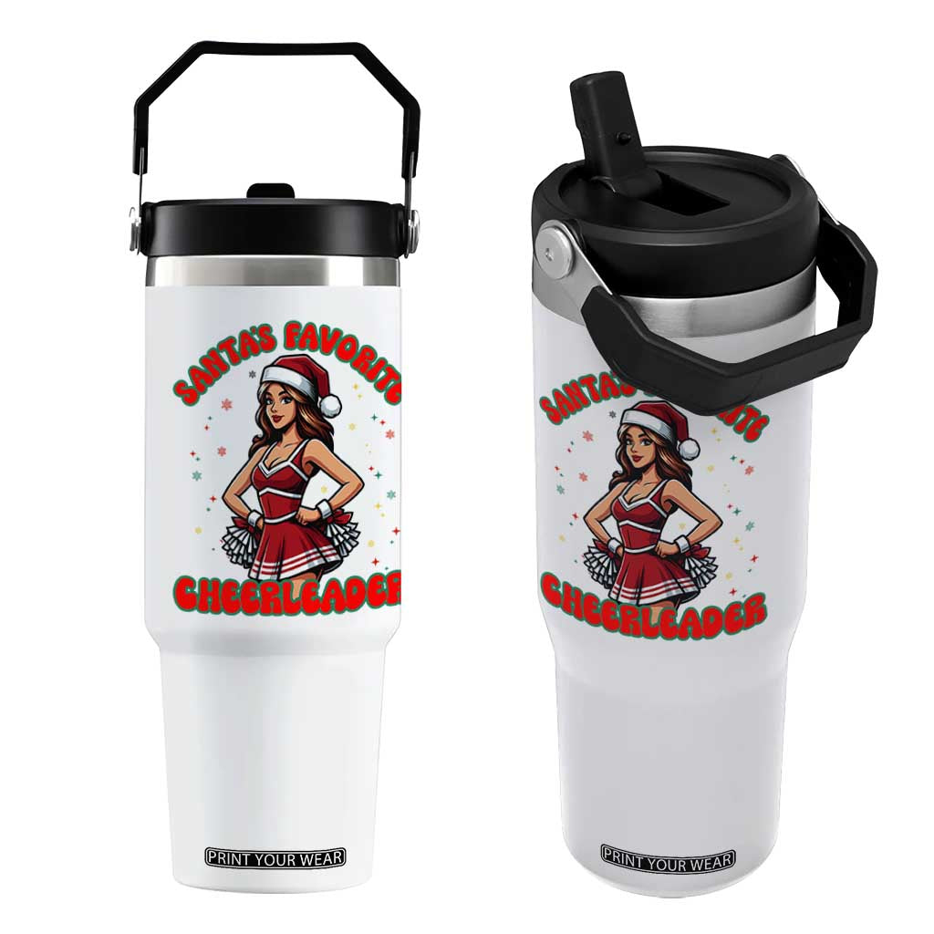 Santa Favorite Cheerleader Flip Straw Tumbler Funny Christmas Cheer Gift TS12 One Size: 30 oz White Print Your Wear