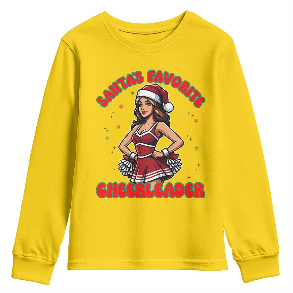 Santa Favorite Cheerleader Youth Sweatshirt Funny Christmas Cheer Gift TS12 Daisy Print Your Wear