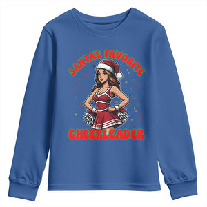 Santa Favorite Cheerleader Youth Sweatshirt Funny Christmas Cheer Gift TS12 Royal Blue Print Your Wear