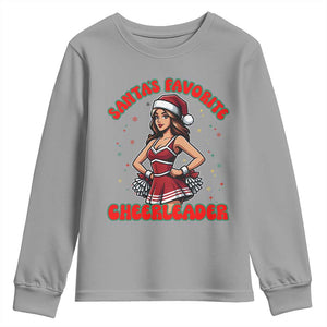 Santa Favorite Cheerleader Youth Sweatshirt Funny Christmas Cheer Gift TS12 Sport Gray Print Your Wear