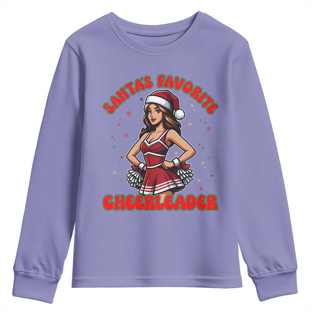 Santa Favorite Cheerleader Youth Sweatshirt Funny Christmas Cheer Gift TS12 Violet Print Your Wear