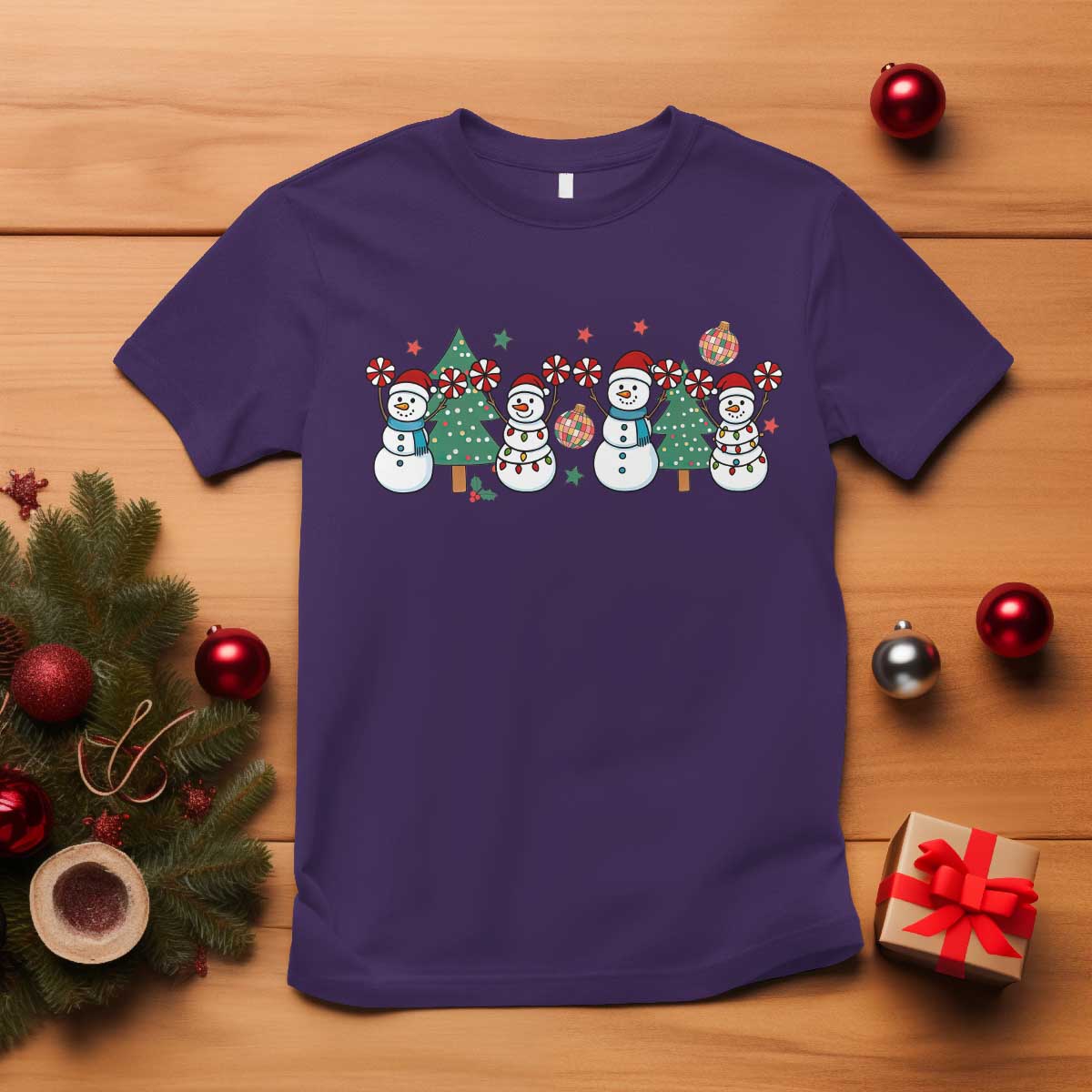 Funny Christmas Cheer Gift T Shirt Santa Snowman Cheerleaders TS12 Purple Print Your Wear