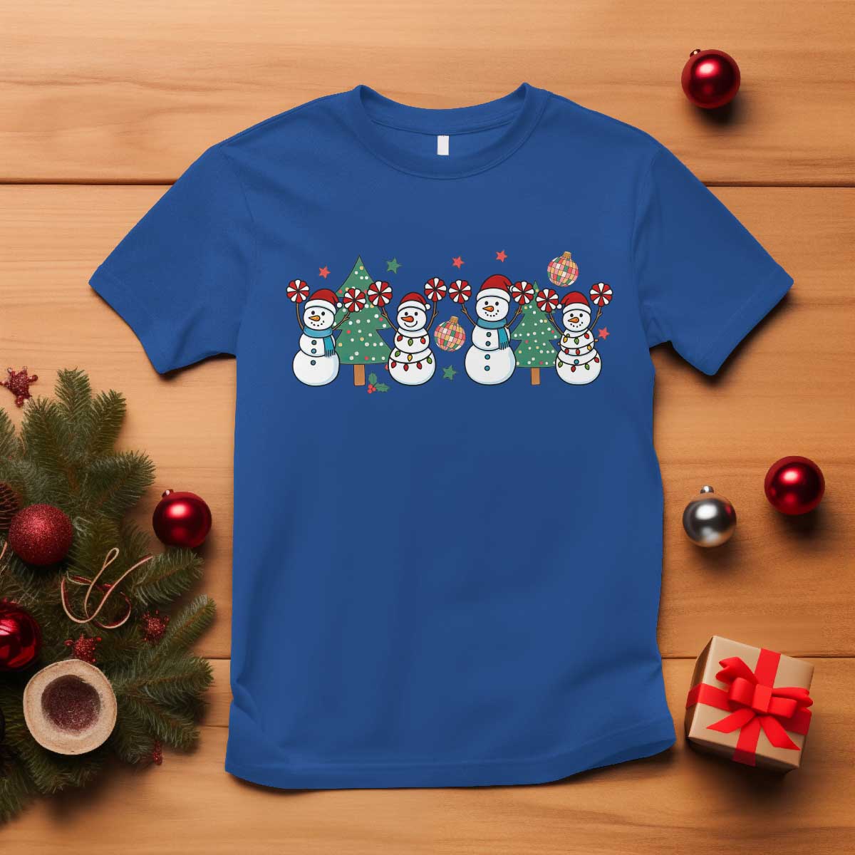 Funny Christmas Cheer Gift T Shirt Santa Snowman Cheerleaders TS12 Royal Blue Print Your Wear