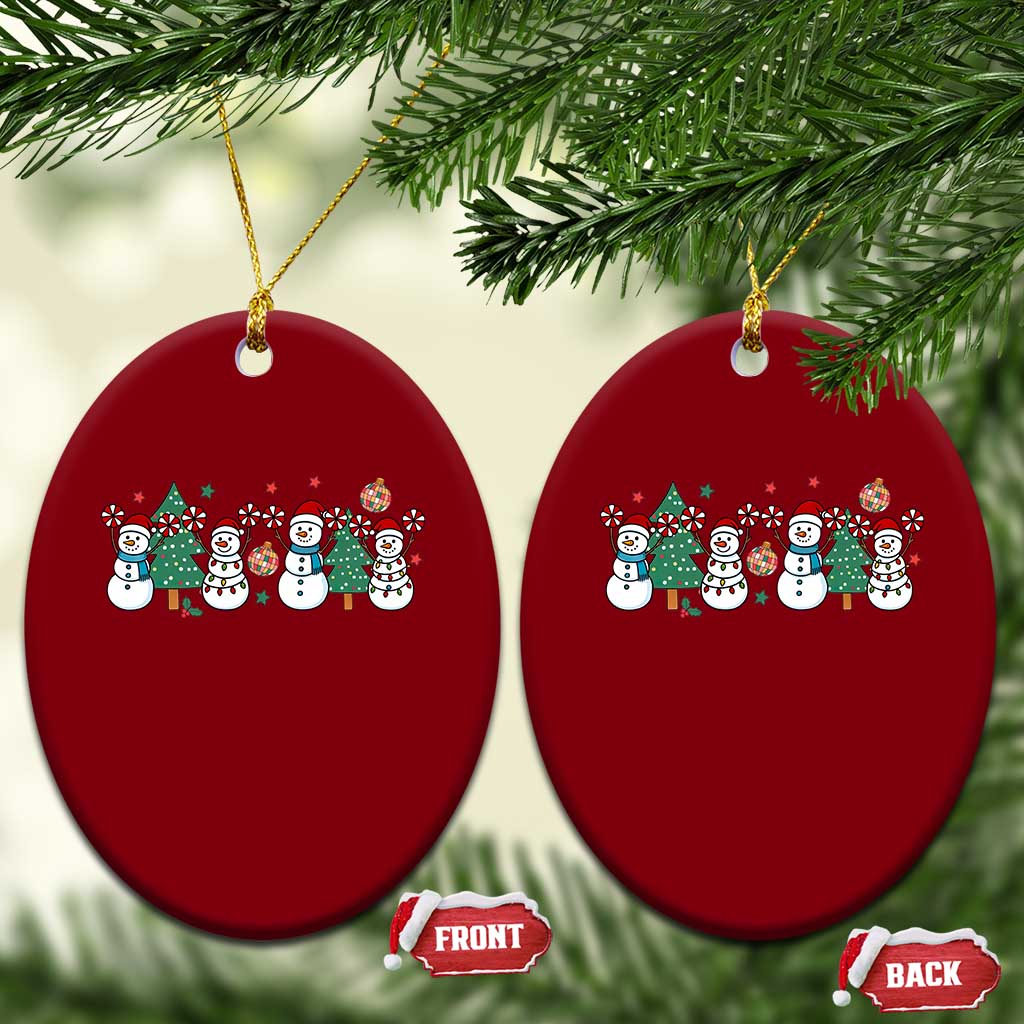 Funny Xmas Cheer Gift Ceramic Ornament Santa Snowman Cheerleaders TS12 Print Your Wear