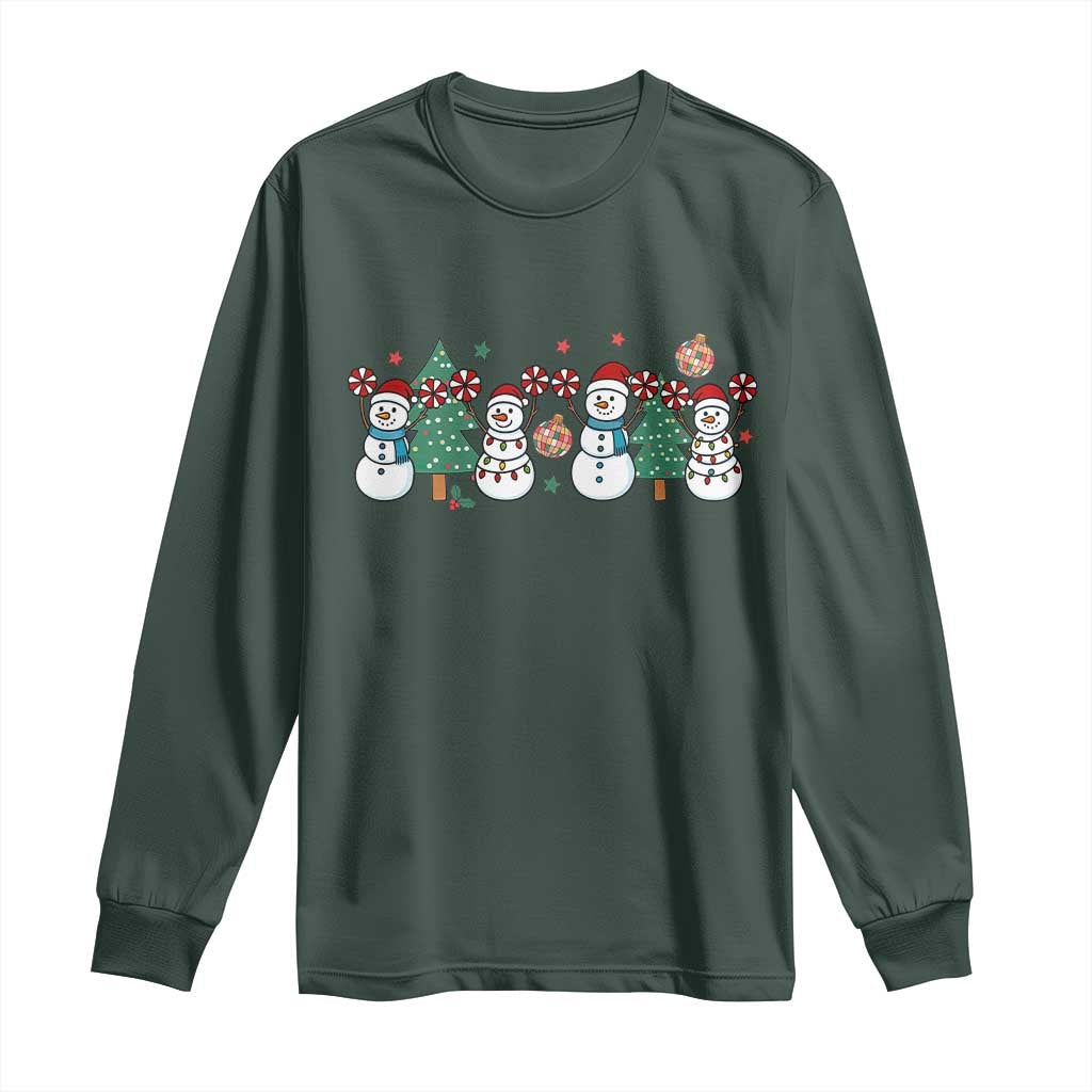 Funny Christmas Cheer Gift Long Sleeve Shirt Santa Snowman Cheerleaders TS12 Dark Forest Green Print Your Wear