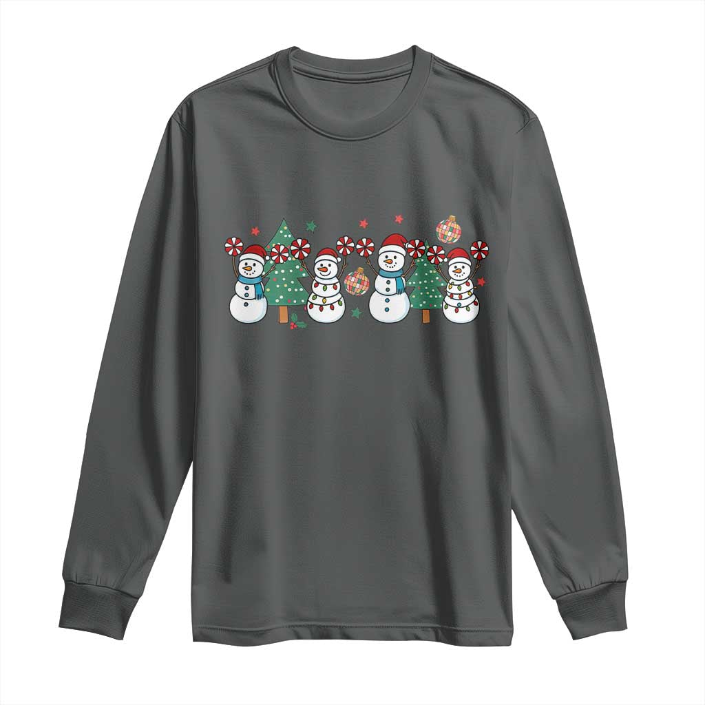 Funny Christmas Cheer Gift Long Sleeve Shirt Santa Snowman Cheerleaders TS12 Dark Heather Print Your Wear