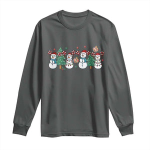 Funny Christmas Cheer Gift Long Sleeve Shirt Santa Snowman Cheerleaders TS12 Dark Heather Print Your Wear