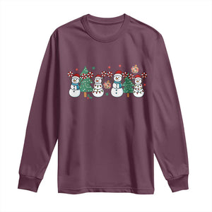 Funny Christmas Cheer Gift Long Sleeve Shirt Santa Snowman Cheerleaders TS12 Maroon Print Your Wear