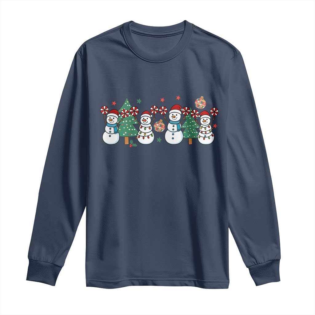 Funny Christmas Cheer Gift Long Sleeve Shirt Santa Snowman Cheerleaders TS12 Navy Print Your Wear