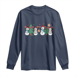 Funny Christmas Cheer Gift Long Sleeve Shirt Santa Snowman Cheerleaders TS12 Navy Print Your Wear