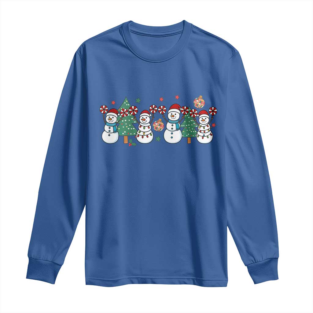 Funny Christmas Cheer Gift Long Sleeve Shirt Santa Snowman Cheerleaders TS12 Royal Blue Print Your Wear
