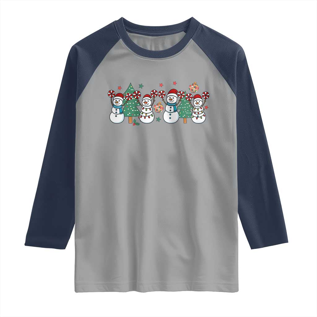 Funny Christmas Cheer Gift Raglan Shirt Santa Snowman Cheerleaders TS12 Sport Gray Navy Print Your Wear