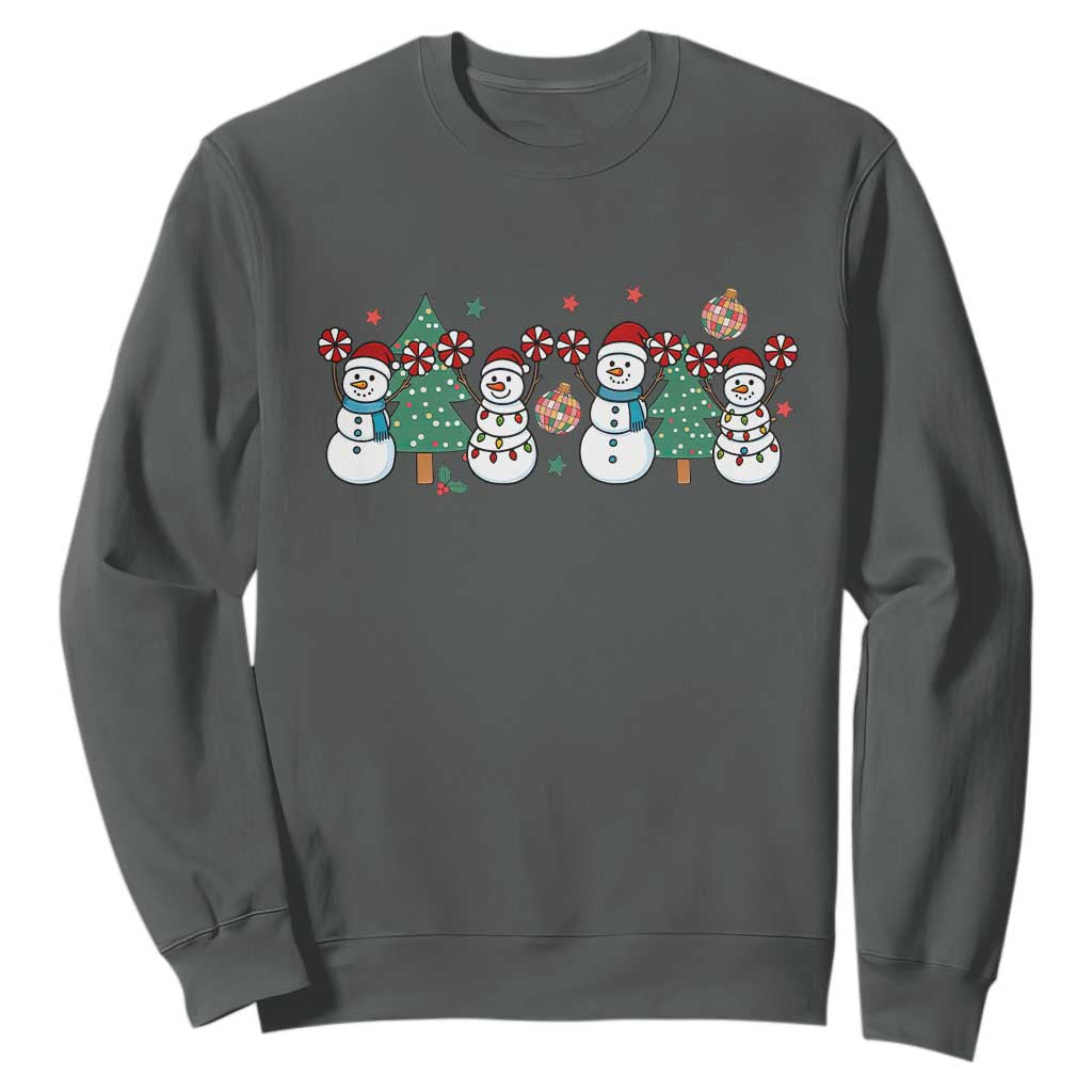 Funny Christmas Cheer Gift Sweatshirt Santa Snowman Cheerleaders TS12 Dark Heather Print Your Wear