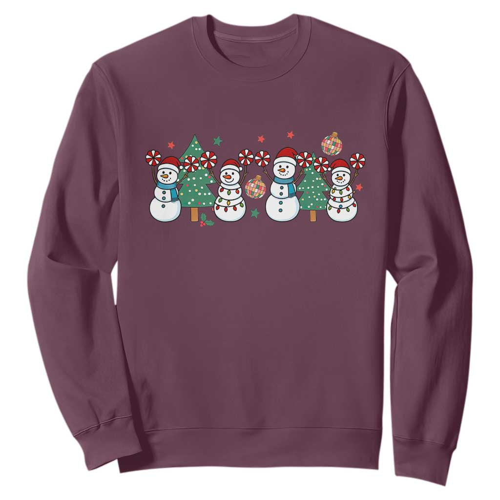 Funny Christmas Cheer Gift Sweatshirt Santa Snowman Cheerleaders TS12 Maroon Print Your Wear