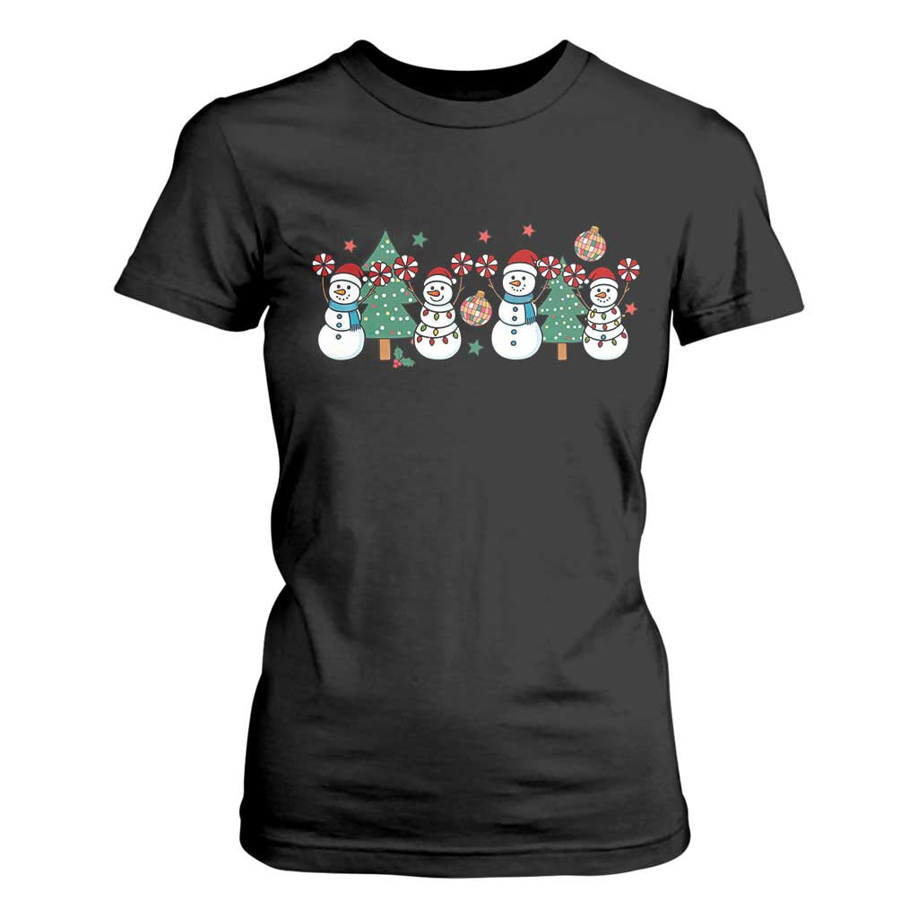 Funny Christmas Cheer Gift T Shirt For Women Santa Snowman Cheerleaders TS12 Black Print Your Wear