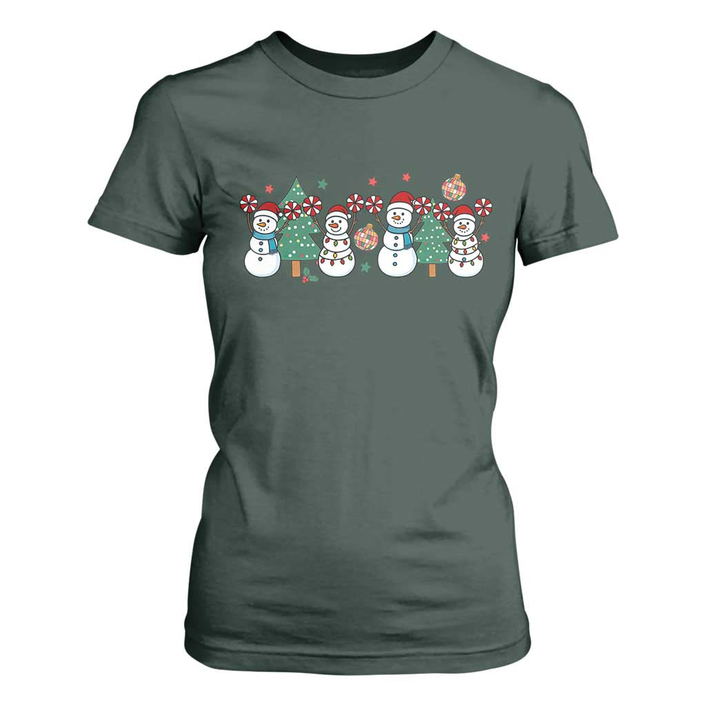 Funny Christmas Cheer Gift T Shirt For Women Santa Snowman Cheerleaders TS12 Dark Forest Green Print Your Wear