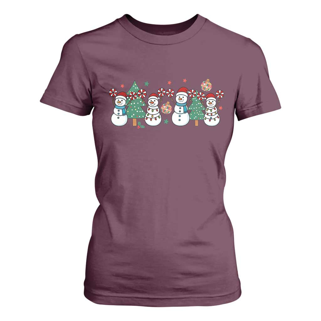 Funny Christmas Cheer Gift T Shirt For Women Santa Snowman Cheerleaders TS12 Maroon Print Your Wear